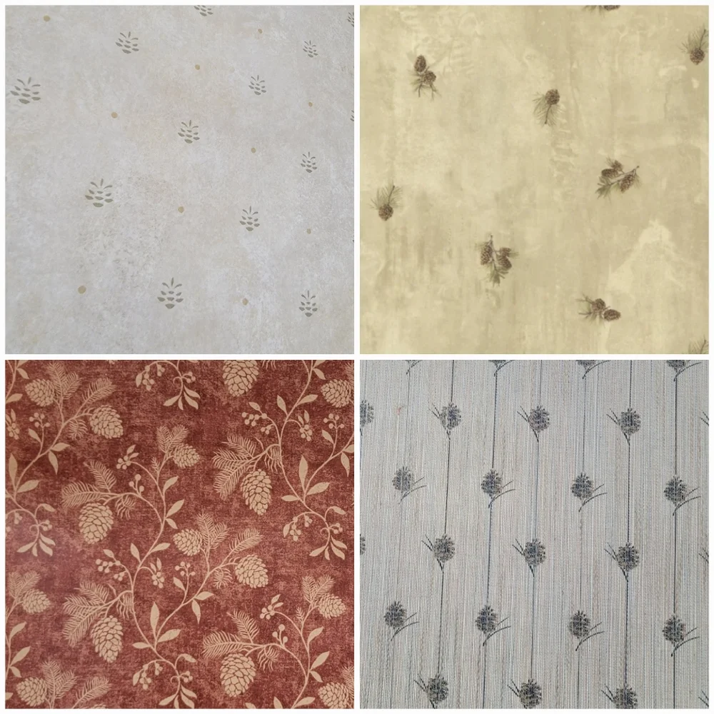 Wallpaper Botanical Leaves with Gold - Lodge Cabin